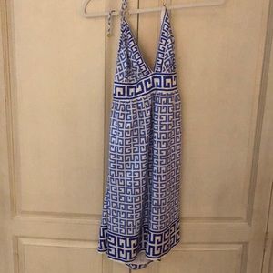 Greek Key Pattern blue silk dress